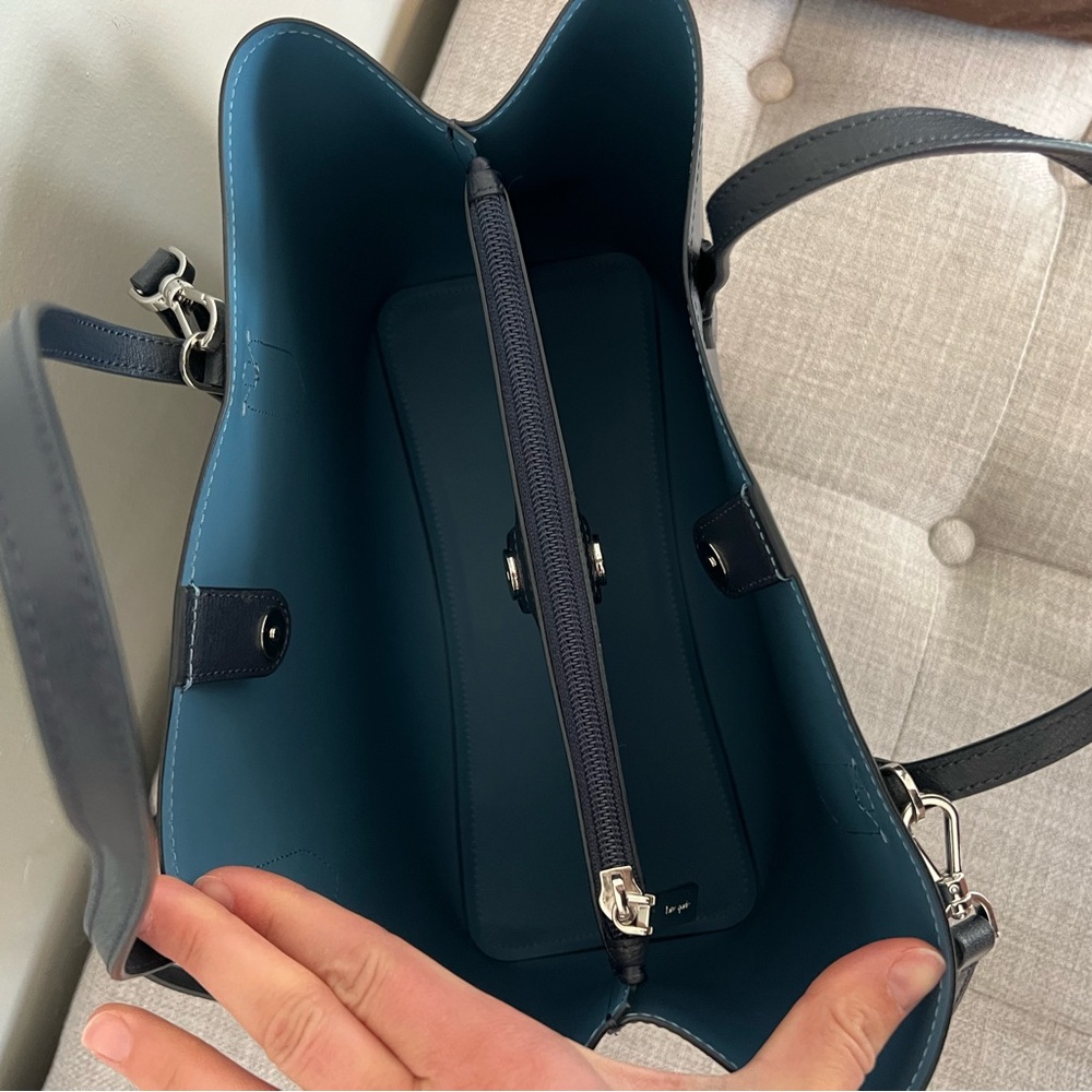 kate spade navy leather tote with teal trim - Picture 8 of 8